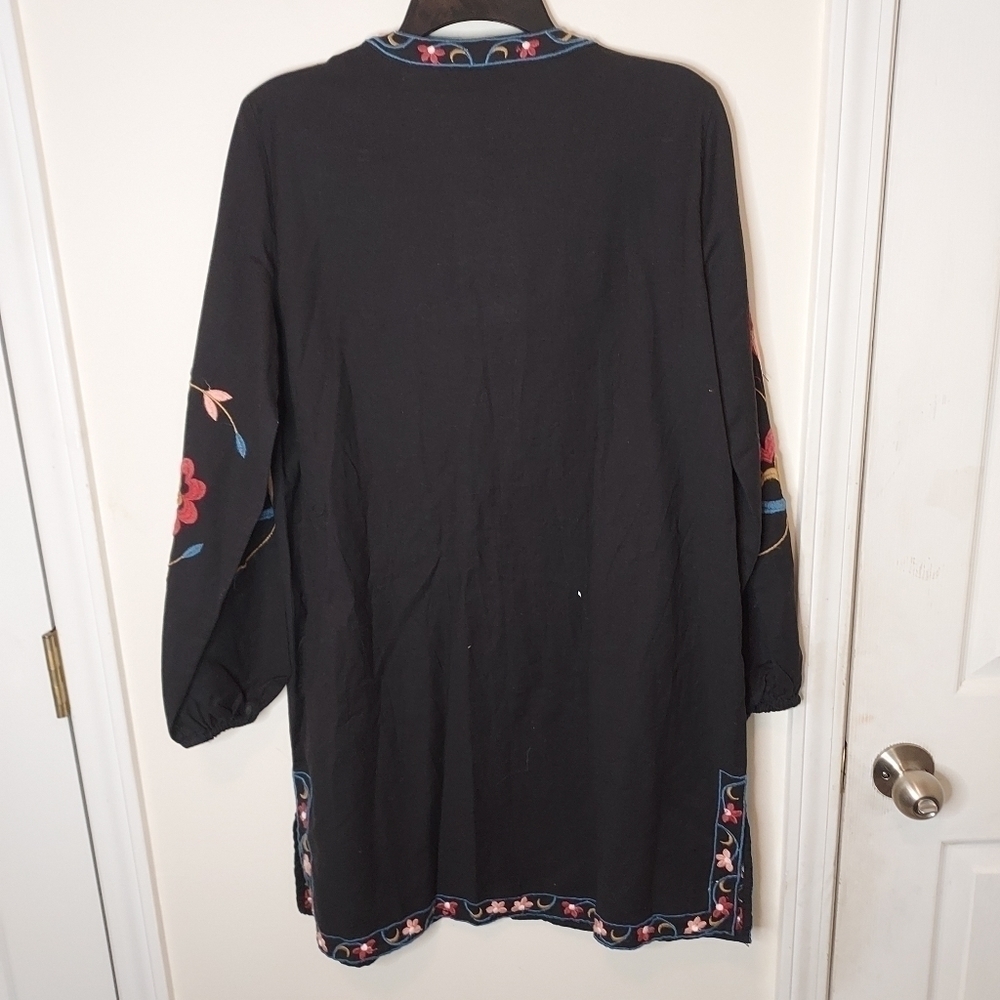 Zara Short Embroidered Cotton Linen Blend Dress Sz-M - Picture 8 of 10